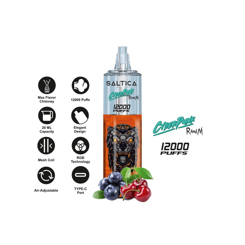 Saltica Cyberpunk 12000 Blueberry Cherry Disposable Vape Bar